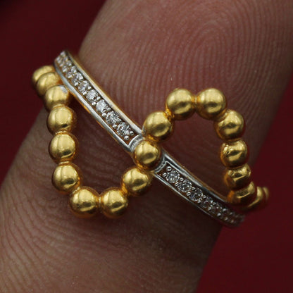 22 karat genuine gold eye-catching jewels couple ring for princess gift