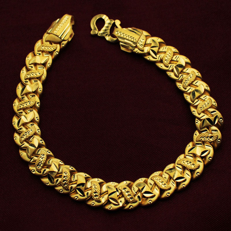 22k authentic gold carved design jewels chain link bracelets for wife gift