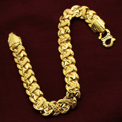 22k authentic gold carved design jewels chain link bracelets for wife gift