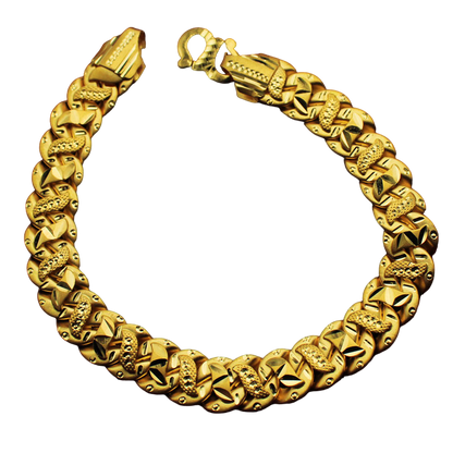 22k authentic gold carved design jewels chain link bracelets for wife gift