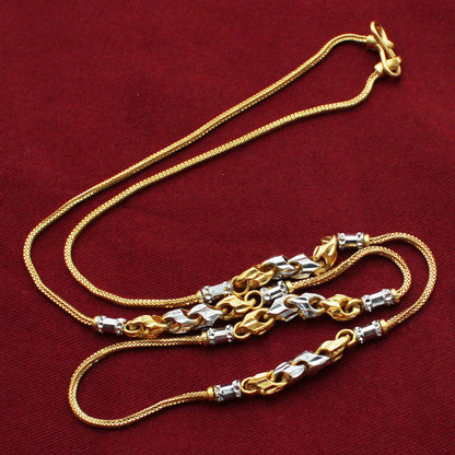 bis 916 real gold plain design jewellery box chain for girls gift